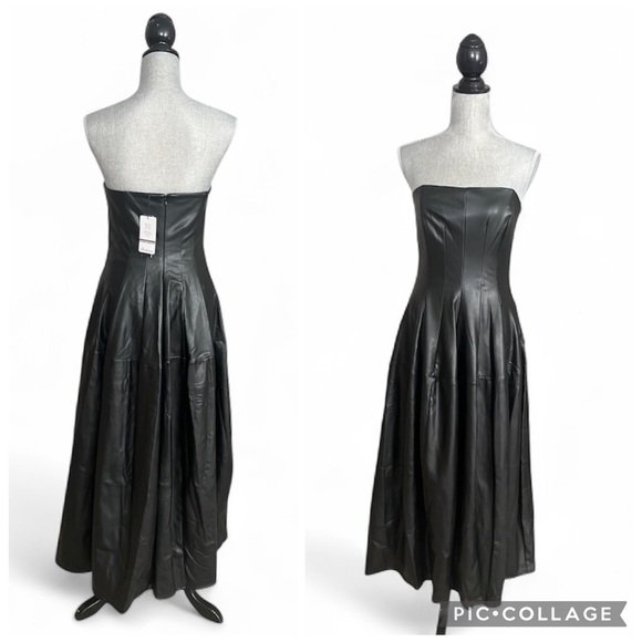 NEW SHOSHANNA Celia Faux Leather Midi Dress - Picture 2 of 3